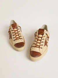 Men's V-Star cream canvas with tobacco leather star