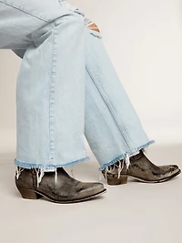 Men's low Wish star boots black leather with silver