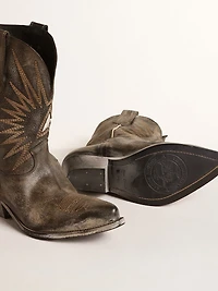Men's low Wish star boots black leather with silver