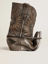 Men's low Wish star boots black leather with silver