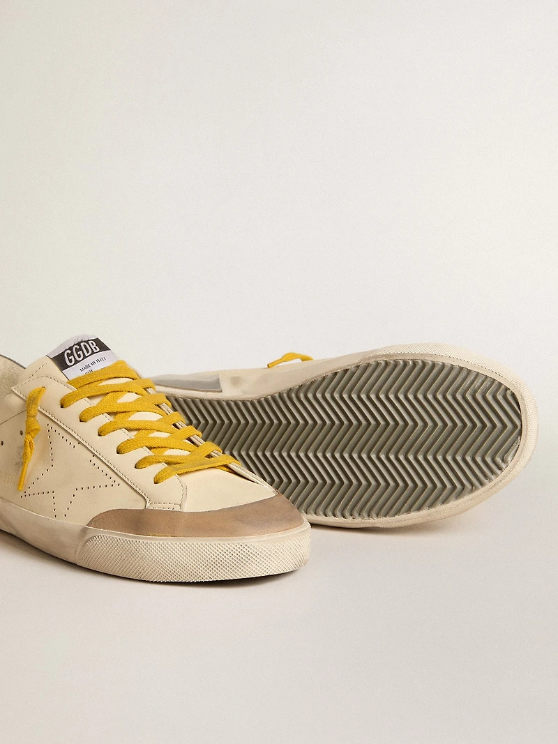 Men's Super-Star leather with perforated star and gray suede heel tab