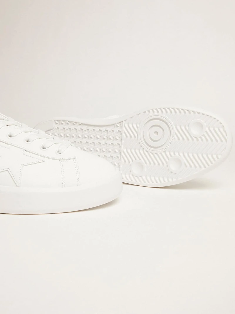 White Purestar sneakers with fluorescent orange heel tab