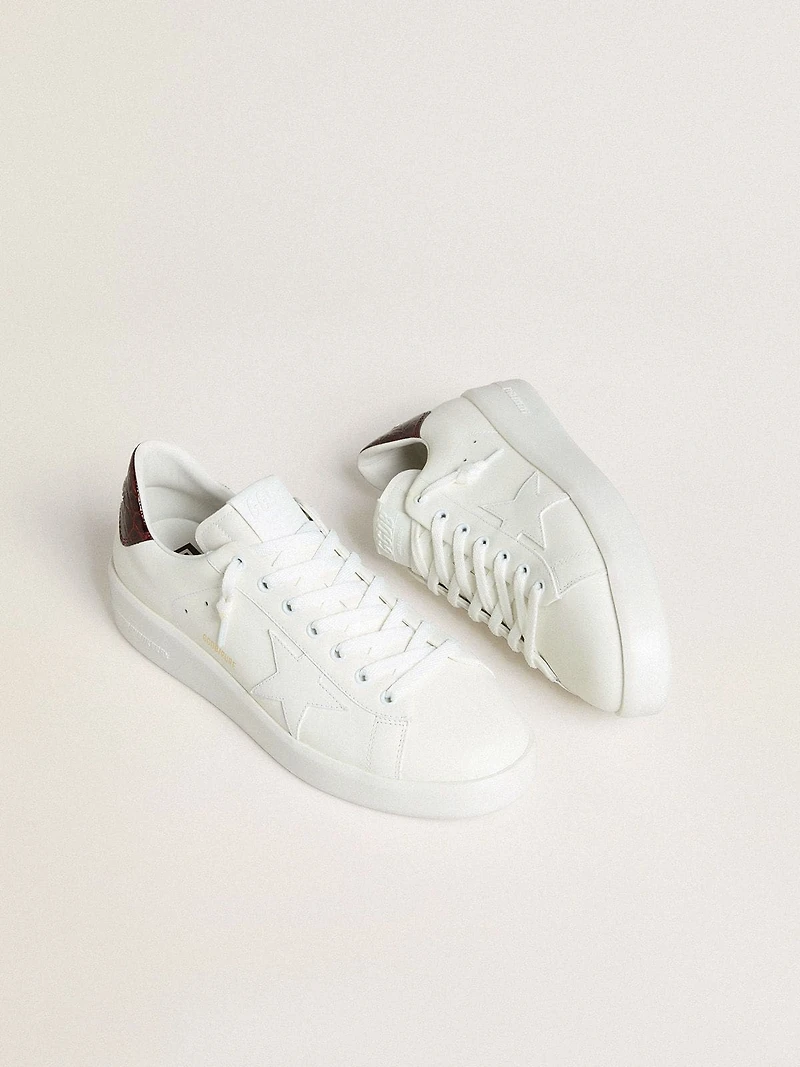Men’s Purestar with white leather star and burgundy croc-print heel tab