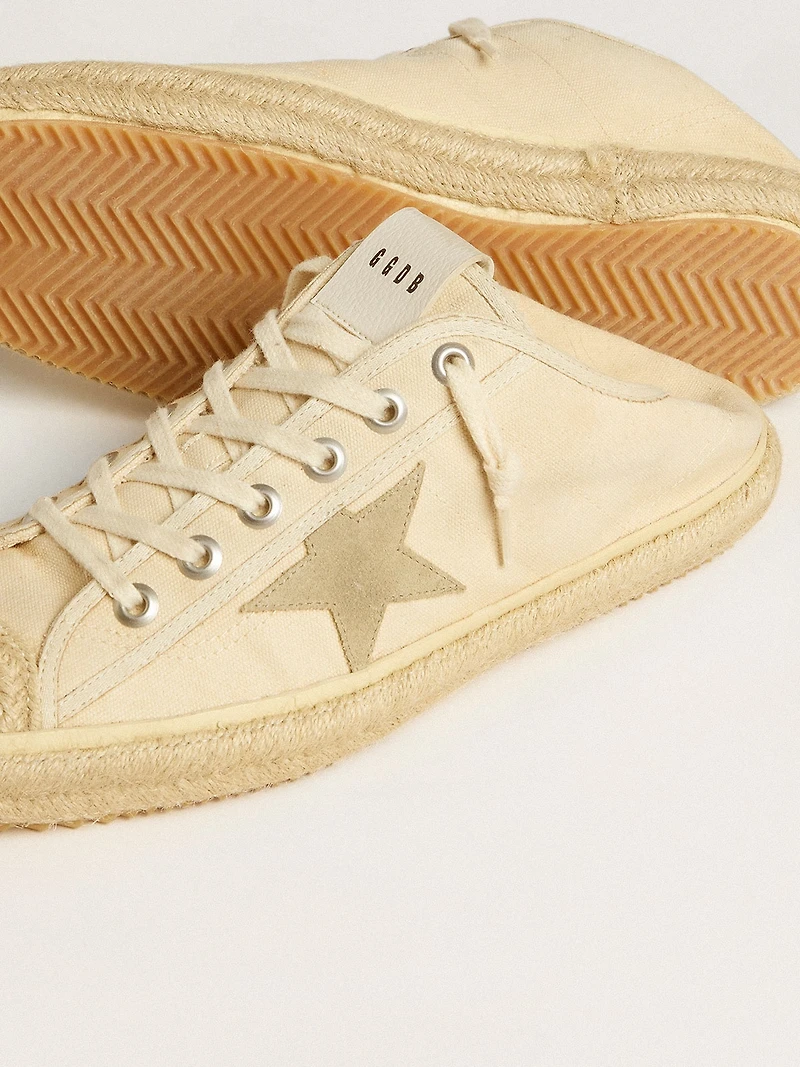 Men's V-Star Sabot in canvas with beige suede star