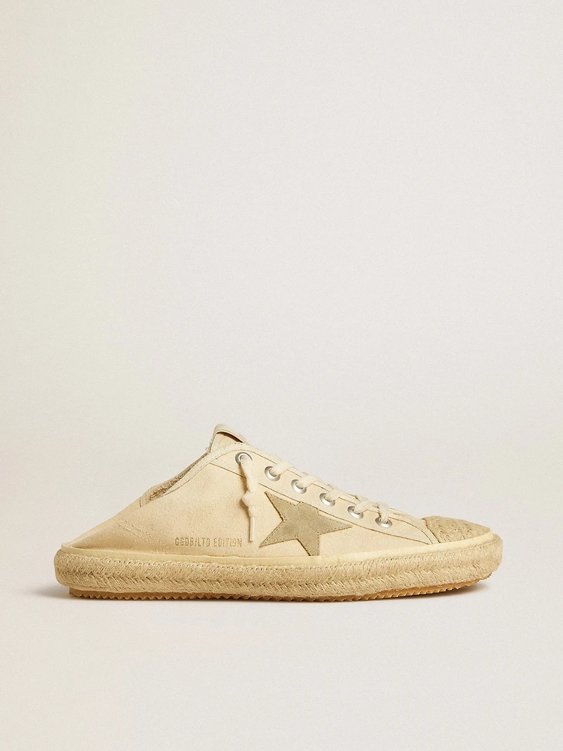 Men's V-Star Sabot in canvas with beige suede star