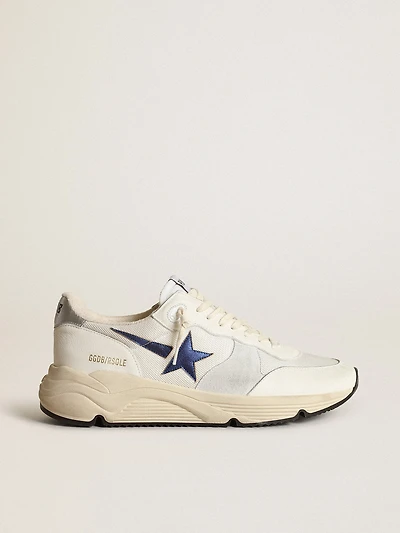 Running Sole white leather and mesh with blue laminated star
