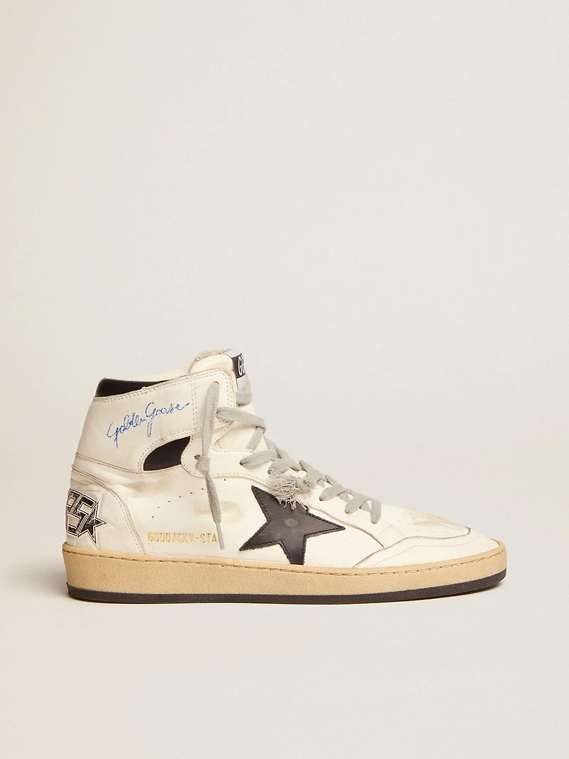 Sky-Star white leather with black star