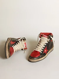Men's Sky-Star glossy black leather with red star