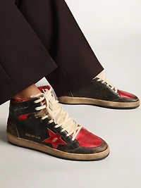 Men's Sky-Star glossy black leather with red star