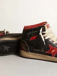 Men's Sky-Star glossy black leather with red star