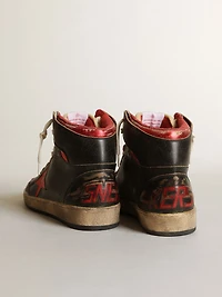 Men's Sky-Star glossy black leather with red star