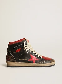 Men's Sky-Star glossy black leather with red star