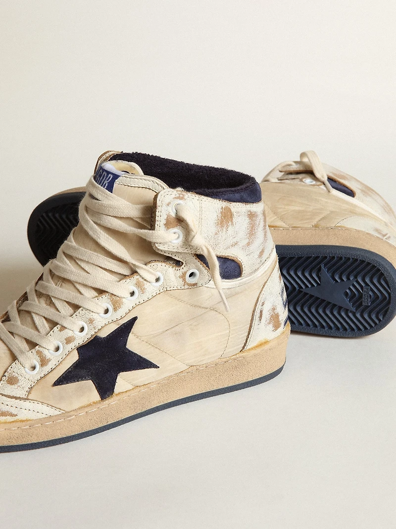 Men's Sky-Star cream-colored nylon and leather with blue suede star