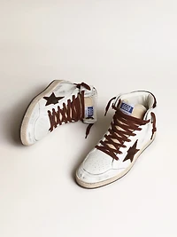 Men’s Sky-Star white nappa leather with a chocolate suede star