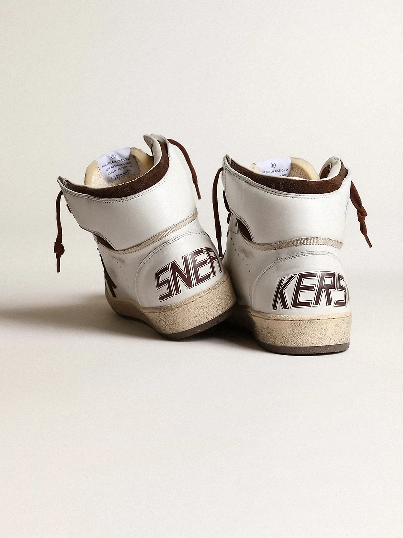 Men’s Sky-Star white nappa leather with a chocolate suede star
