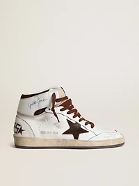 Men’s Sky-Star white nappa leather with a chocolate suede star