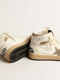 Men’s Sky-Star white nappa leather with dove-gray suede star