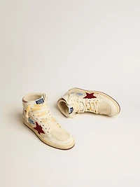 Sky-Star beige nylon and nappa with pomegranate suede star