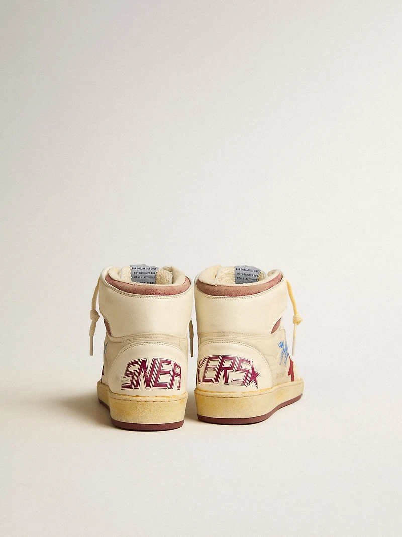 Sky-Star beige nylon and nappa with pomegranate suede star