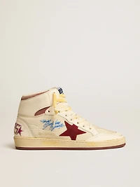 Sky-Star beige nylon and nappa with pomegranate suede star
