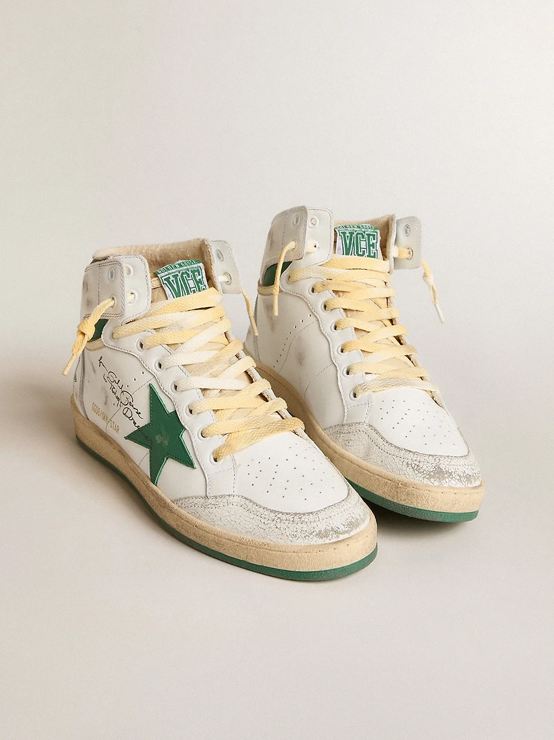Sky-Star white leather with green star