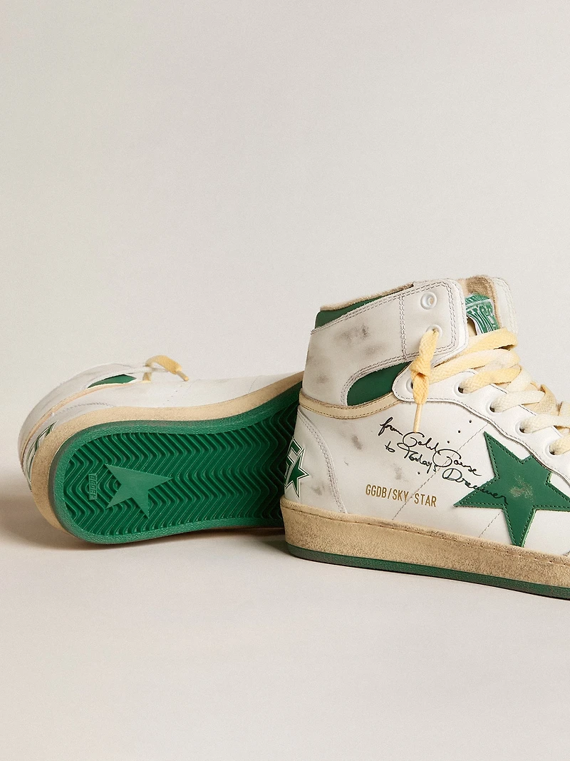Sky-Star white leather with green star