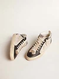 Men’s Mid star LTD black and white leather with pearls perforated