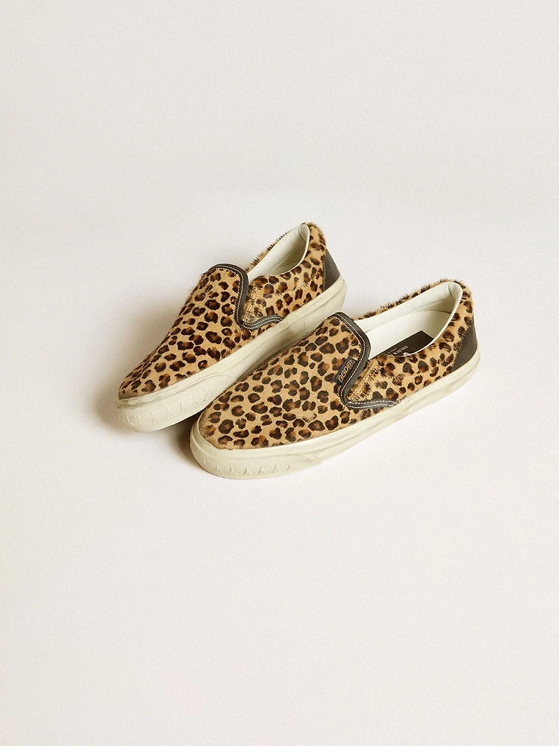 Men's VCE Penstar leopard-print pony skin with black leather heel tab