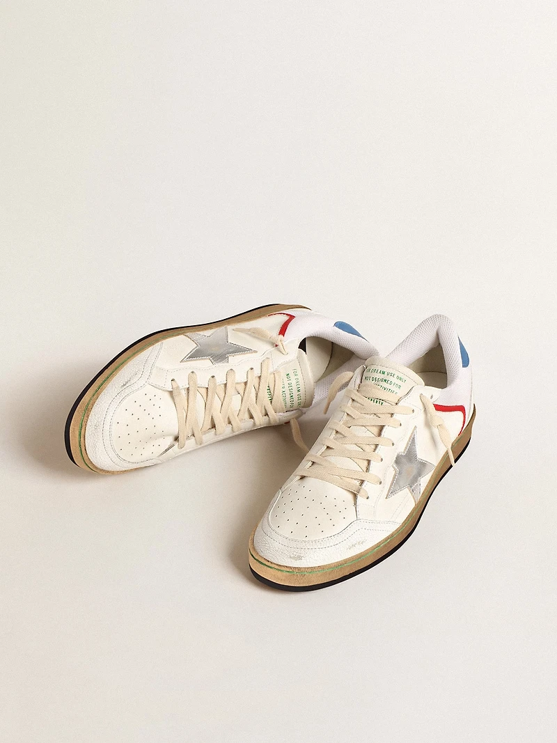 Ball star nappa and mesh with silver metallic leather