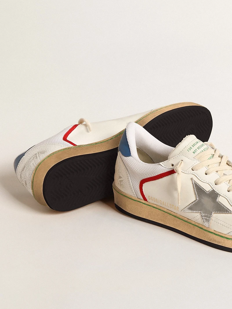 Ball star nappa and mesh with silver metallic leather
