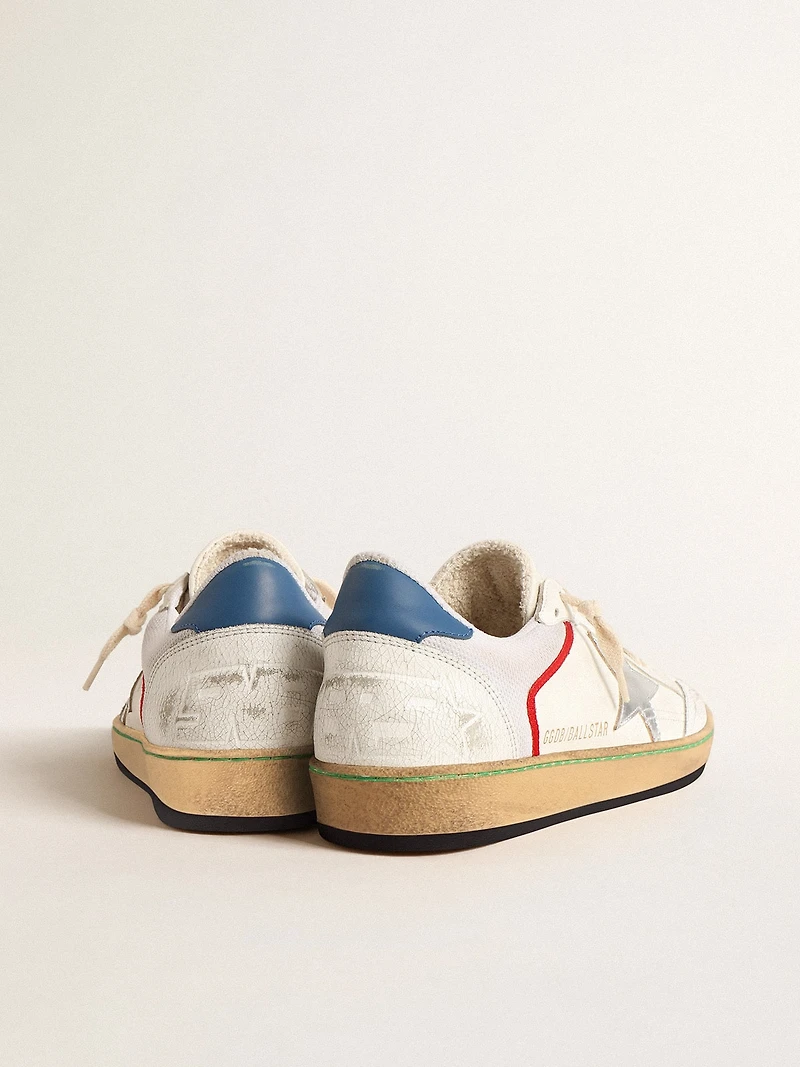 Ball star nappa and mesh with silver metallic leather