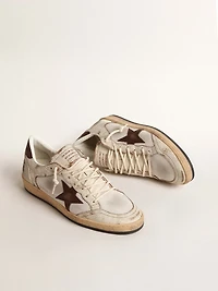 Men's Ball Star LTD in ecru leather and white mesh with brown star