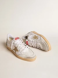 Ball star LTD white crackle leather and mesh with suede