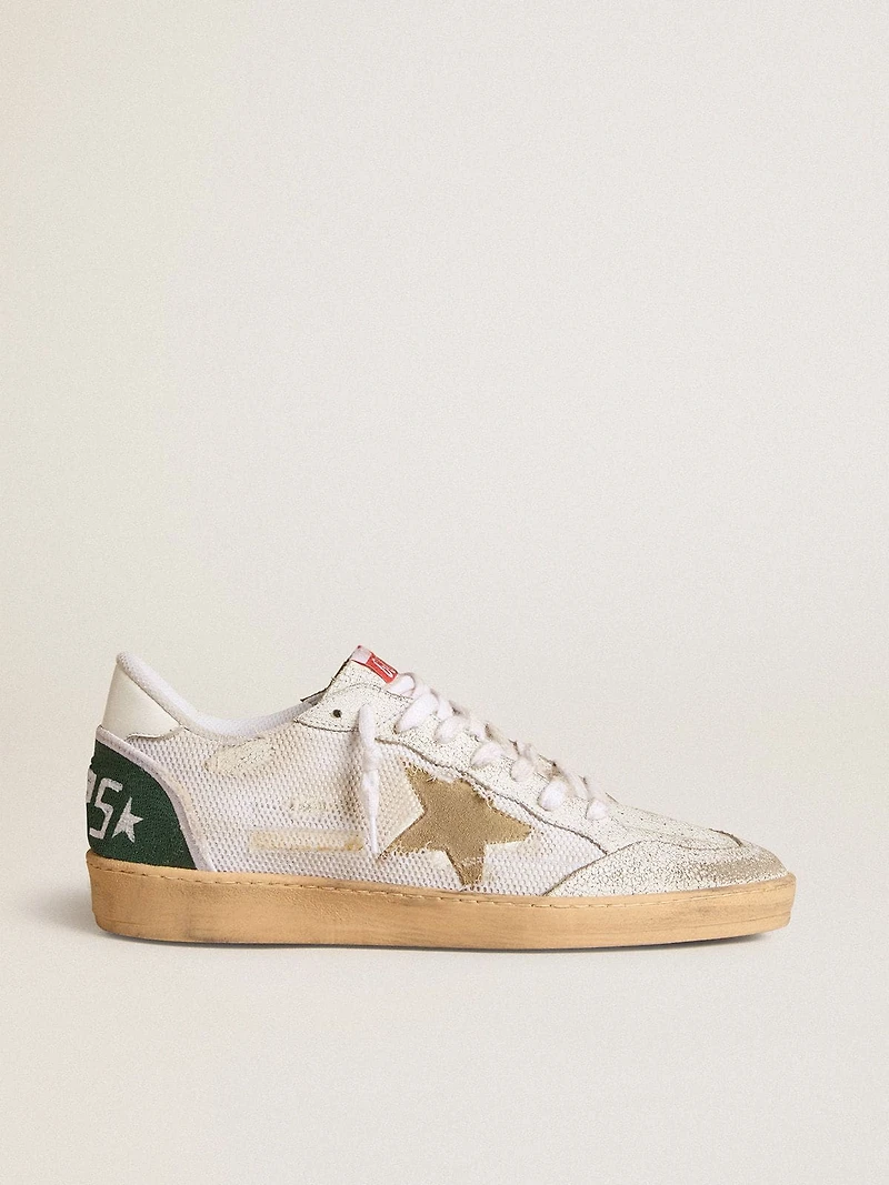 Ball star LTD white crackle leather and mesh with suede