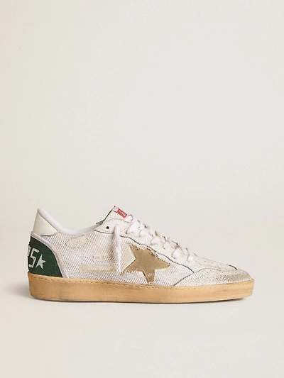 Ball Star LTD in white crackle leather and mesh with suede star