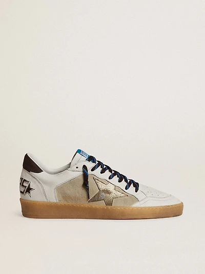 Ball star LTD with foiled crackle leather and brown heel tab
