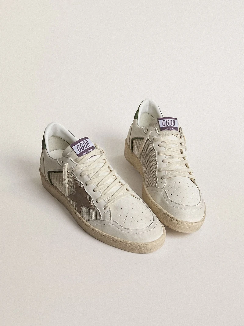Ball Star LTD in mesh and nappa leather with gray leather star and green suede heel tab
