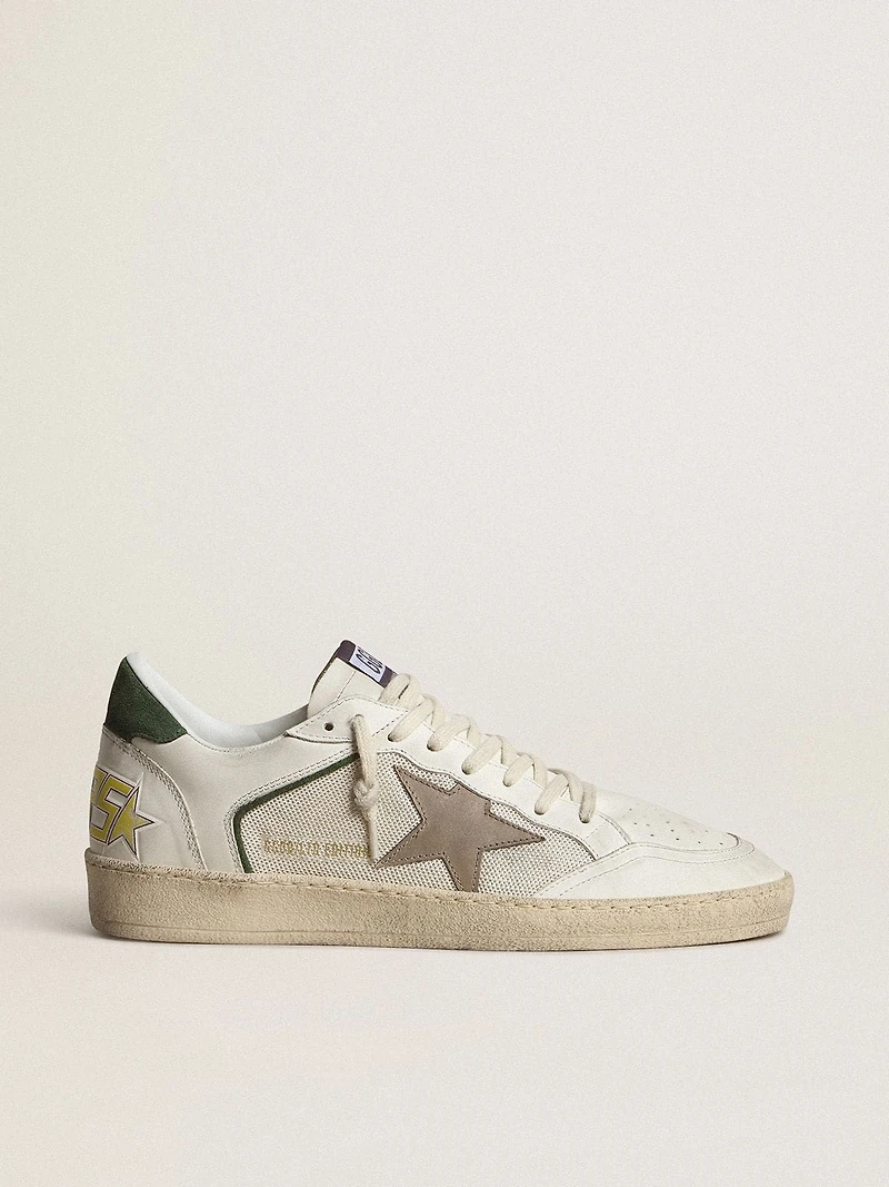 Ball Star LTD in mesh and nappa leather with gray leather star and green suede heel tab