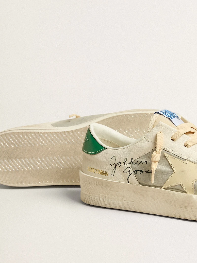 Stardan white nappa leather with cream-colored star