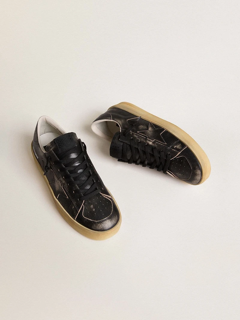 Men's Stardan black leather with star and heel tab