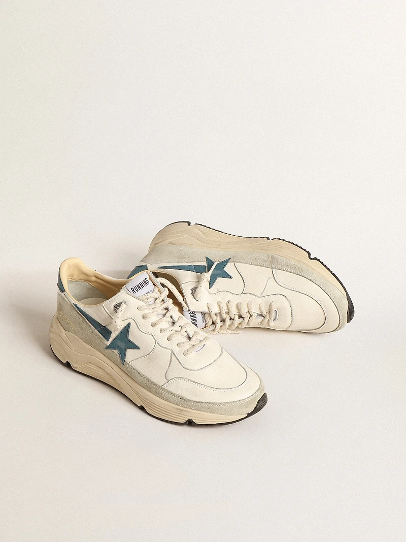 Running Sole nappa with blue leather star and suede insert