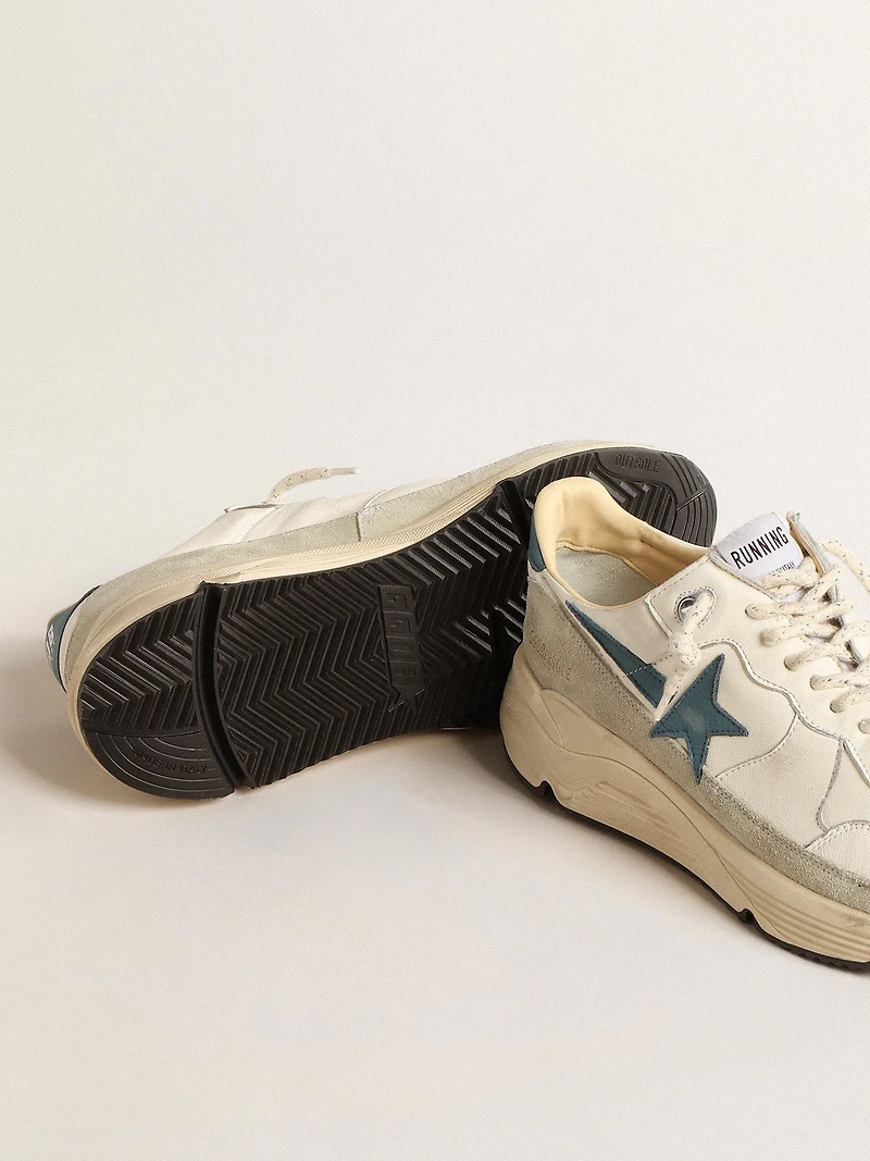 Running Sole nappa with blue leather star and suede insert