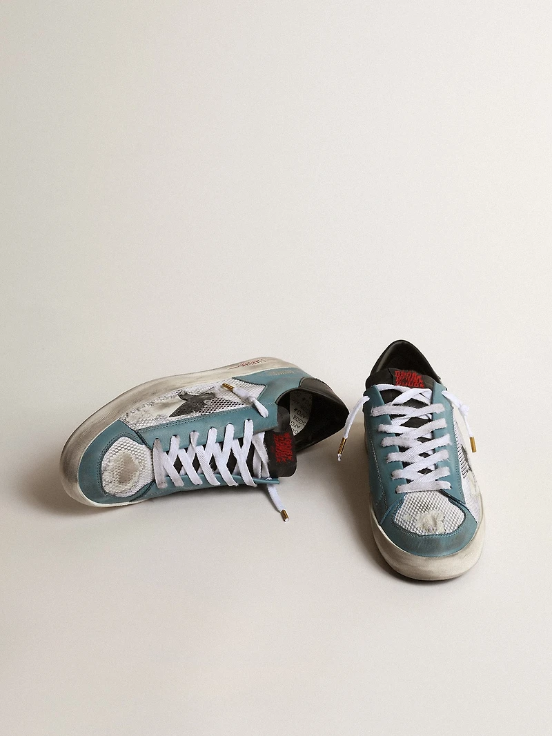 Men's Stardan distressed mesh and petrol-colored upper