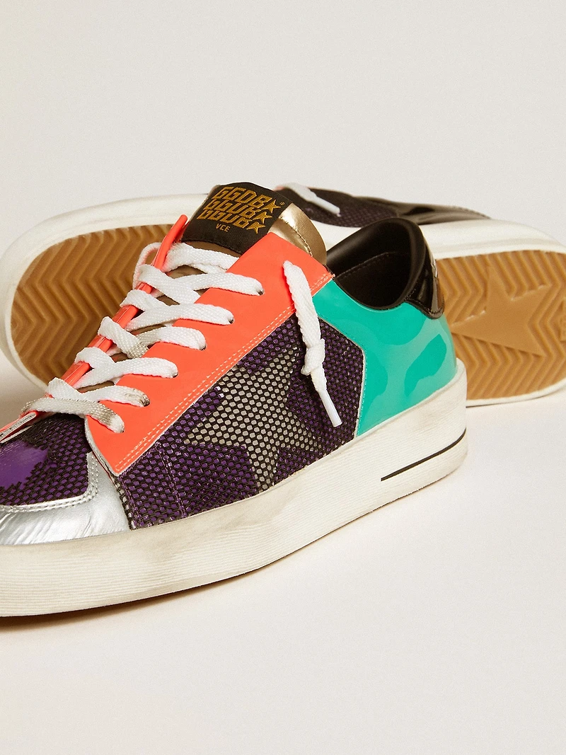 Men's Stardan LAB patent leather and mesh with rubber star