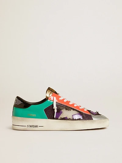 Men's Stardan LAB patent leather and mesh with rubber star