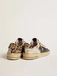 Men's Stardan nappa and mesh with leopard-print pony skin heel tab