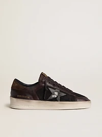 Men's Stardan brown suede and black mesh with white leather star nappa inserts
