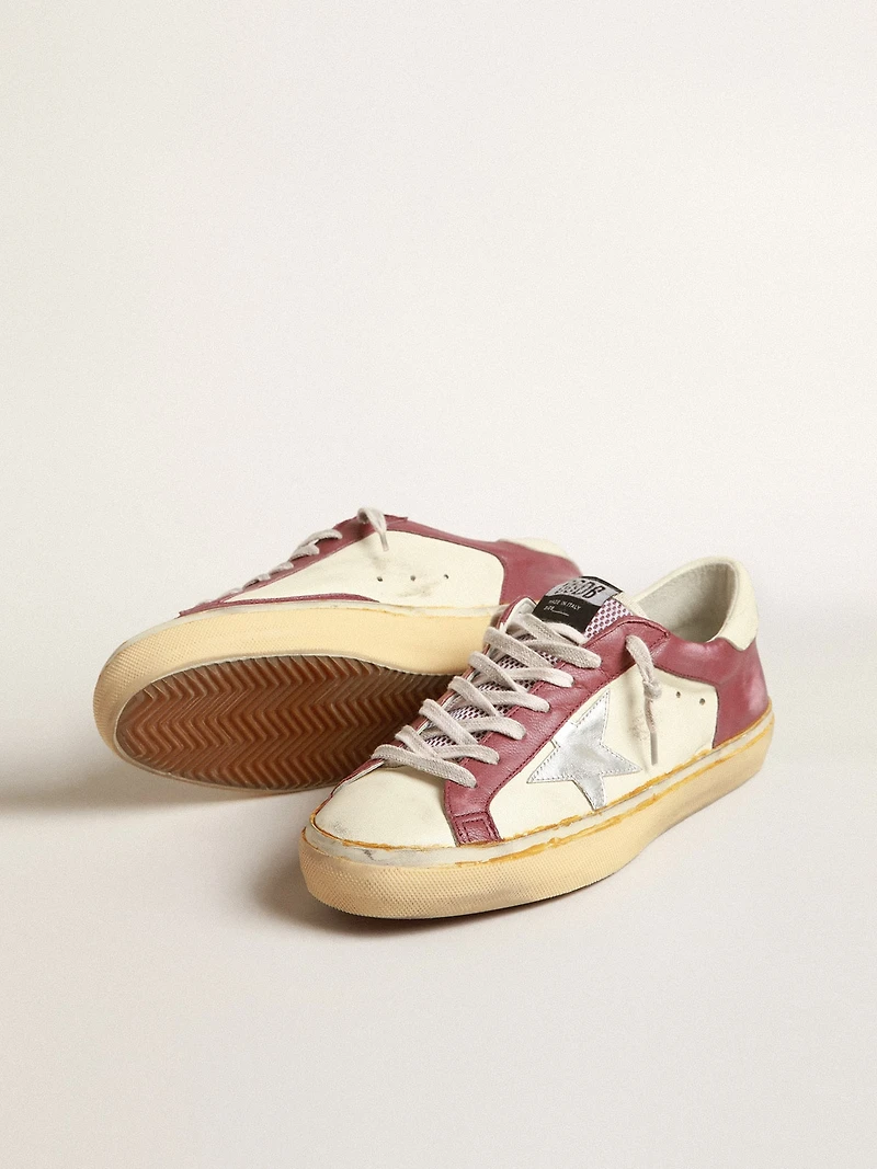 Men's Super-Star in nappa leather with burgundy inserts and silver star
