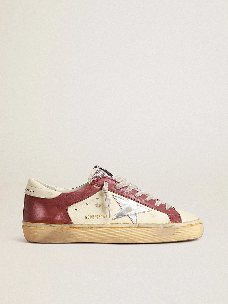 Men's Super-Star in nappa leather with burgundy inserts and silver star