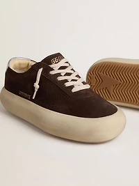 Men's Space-Star dark brown suede with metallic silver heel tab